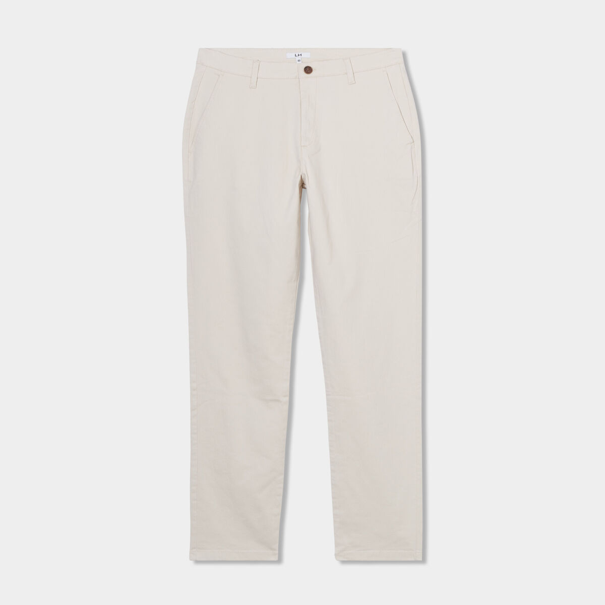 Pantalon chino droit stretch retroussé beige homme