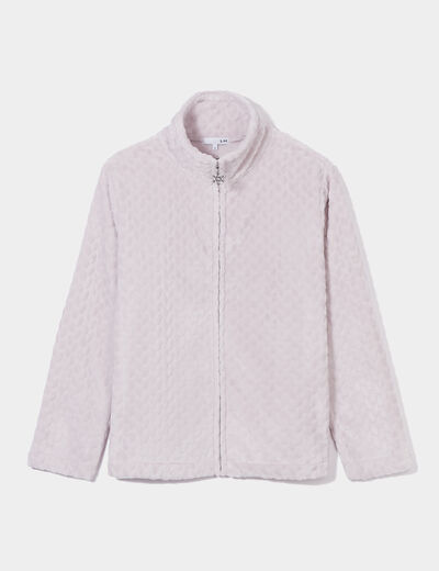 Veste pyjama zippée effet polaire rose pastel femme