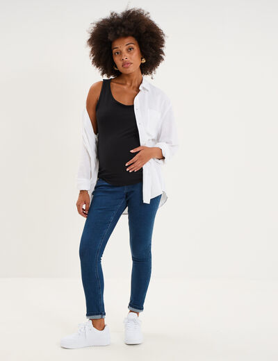 D&eacute;bardeur allaitement col rond stretch noir femme maternit&eacute;