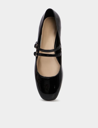 Ballerines vernies bouts carr&eacute;s noir femme