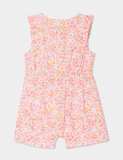 Combishort taille élastiquée coton ecru bébé fille