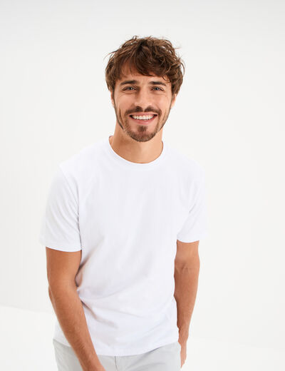 T-shirt slim stretch manches courtes blanc homme