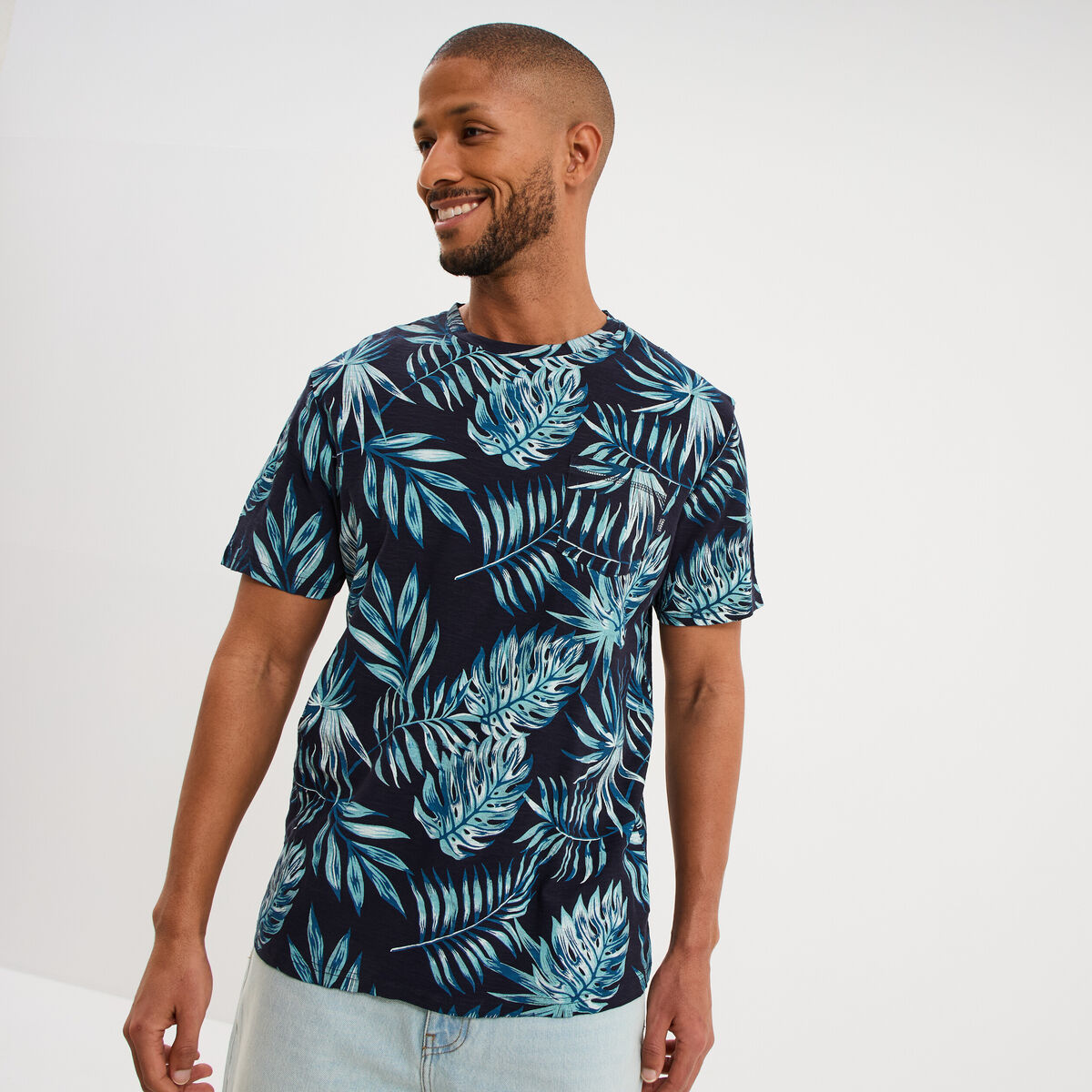 T-shirt manches courtes bleu marine homme
