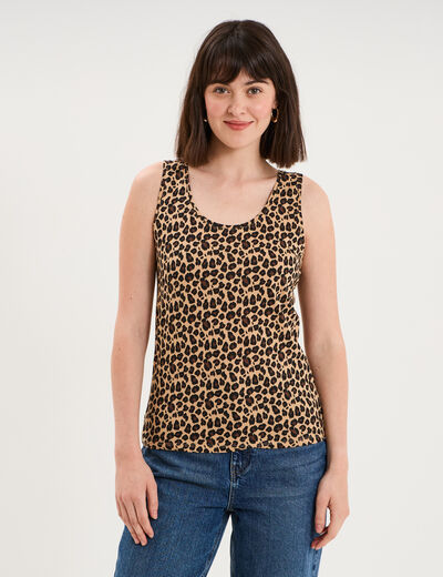 D&eacute;bardeur coton bretelles larges beige femme