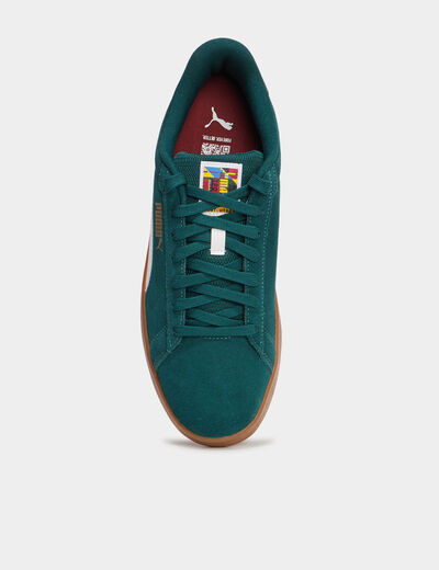Tennis basses à lacets en cuir Puma vert homme