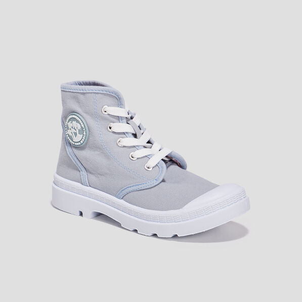 baskets montantes crantees en toile bleu fille Baskets montantes crantées en toile bleu fille