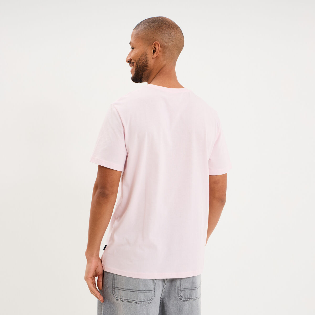 T-shirt col rond manches courtes coton rose clair homme