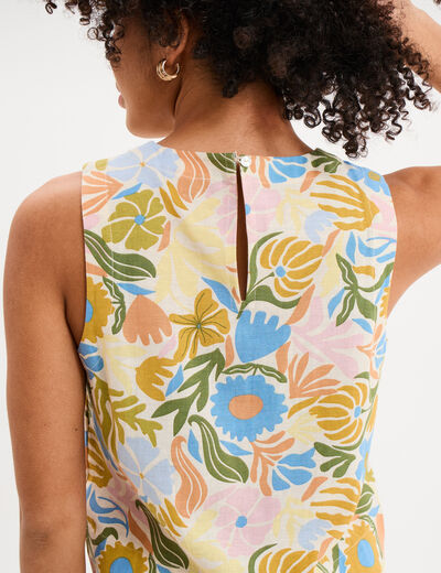 Blouse courte droite sans manches blanc femme