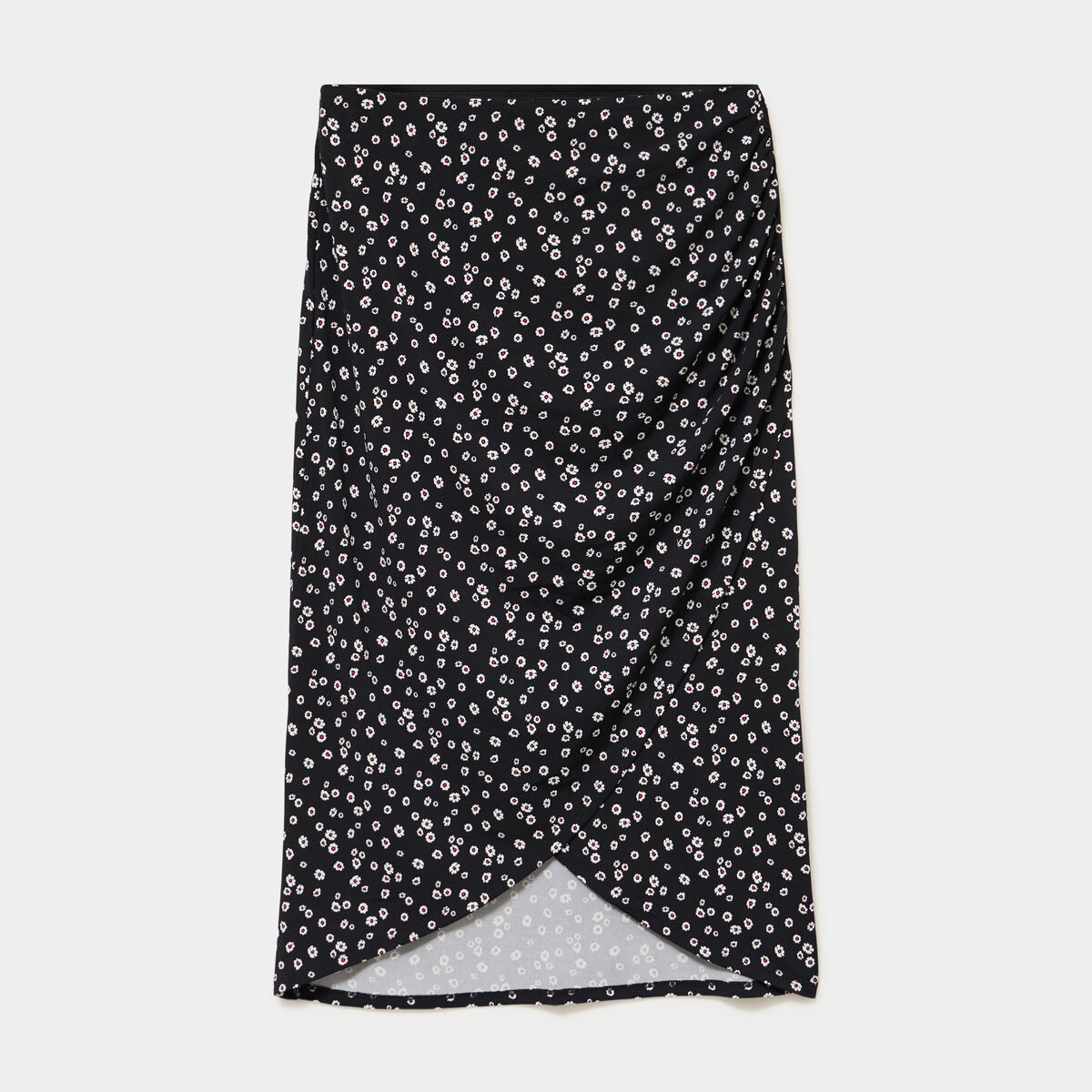 Jupe longue portefeuille stretch noir femme