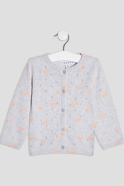 Gilet manches longues Creeks gris clair bébé fille