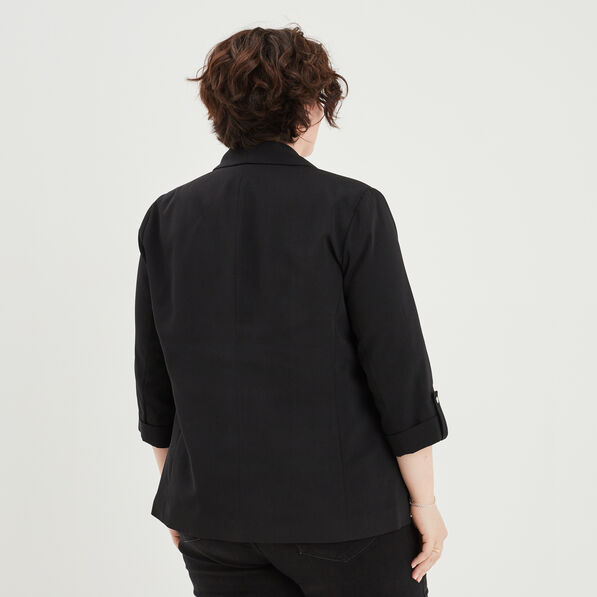 veste droite manches 34 a revers noir femmegt Veste droite manches 3/4 à revers noir femme grande taille