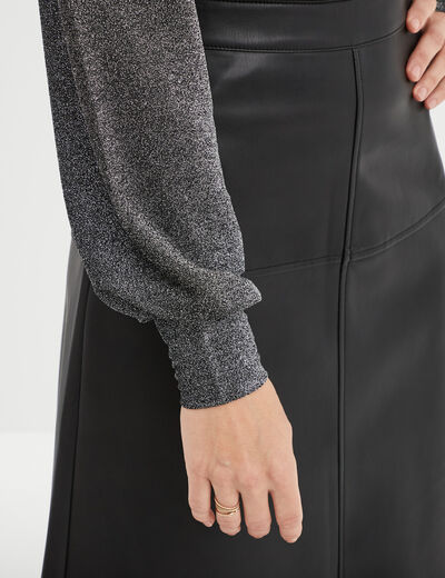 Body col cache-coeur fils métallisés gris argent femme