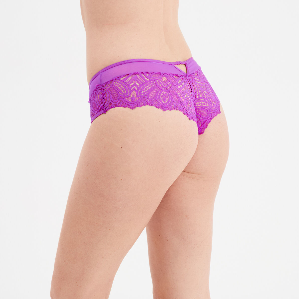 Shorty en dentelle coton violet femme