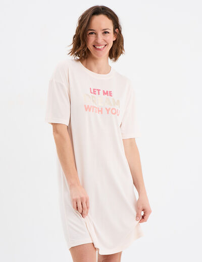 Chemise de nuit manches courtes vieux rose femme