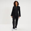 Combinaison pantalon en jean ceintur&eacute;e denim noir femme