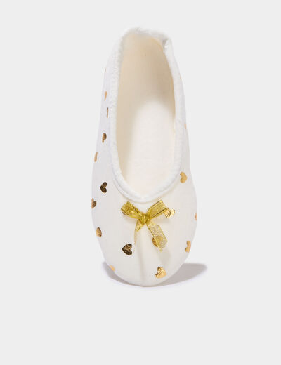 Chaussons ballerines avec pochette blanc femme