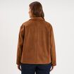 Veste effet su&eacute;dine boutonn&eacute;e marron clair femme grande taille