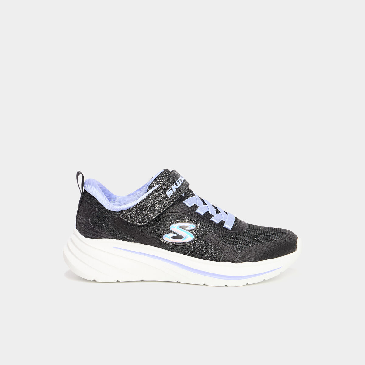 Baskets running &agrave; scratchs Skechers Wave noir fille