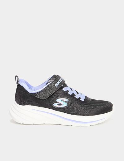 Baskets running &agrave; scratchs Skechers Wave noir fille