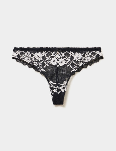 Tanga en dentelle noir femme
