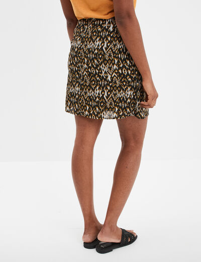 Jupe portefeuille courte beige femme