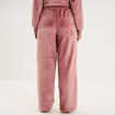 Pantalon effet polaire d&eacute;tails torsades rose framboise femme