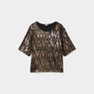 T-shirt &agrave; sequins manches courtes couleur cuivre femme