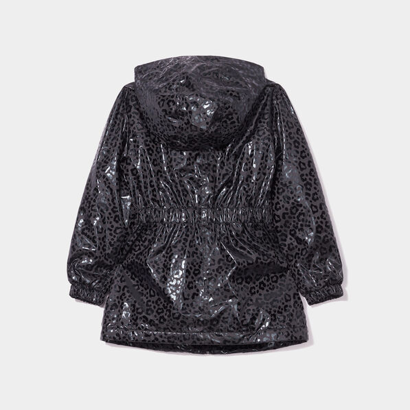 Parka cintrée à capuche doublure polaire noir fille