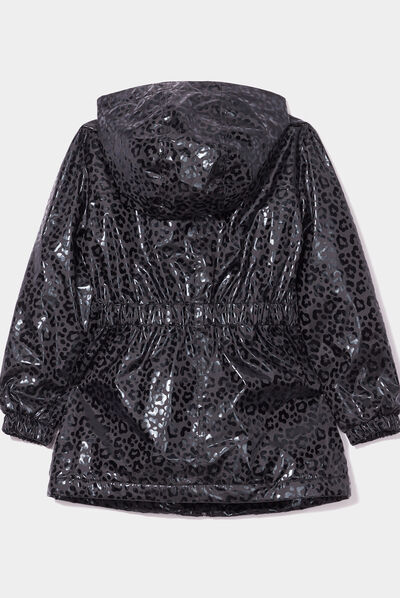 Parka cintrée à capuche doublure polaire noir fille