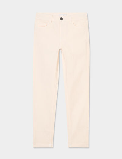 Pantalon skinny 5 poches coton creme fille