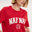 T-shirt col rond manches courtes print rouge femme