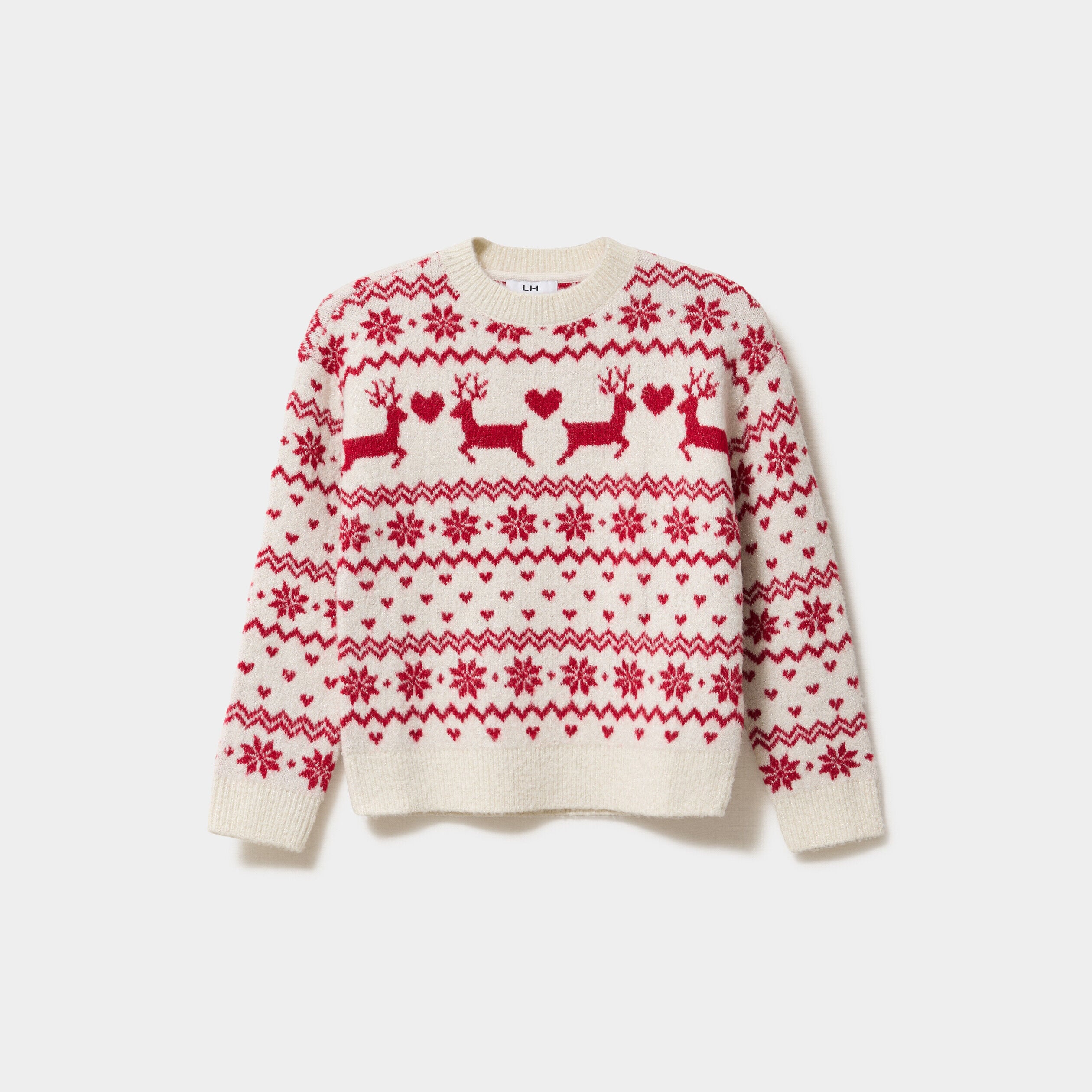 Pull de Noël manches longues ecru fille LH