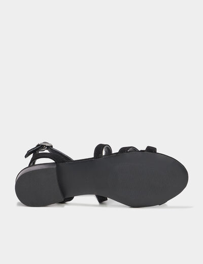 Sandales avec brides en cuir noir femme