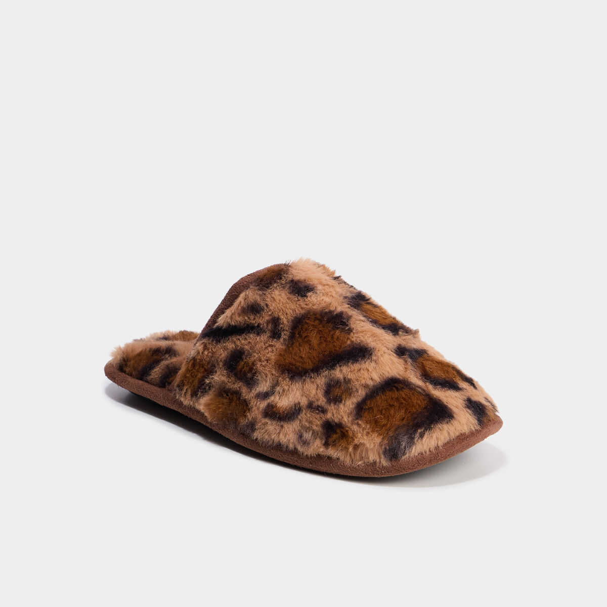 Chaussons mules fausse fourrure noir femme