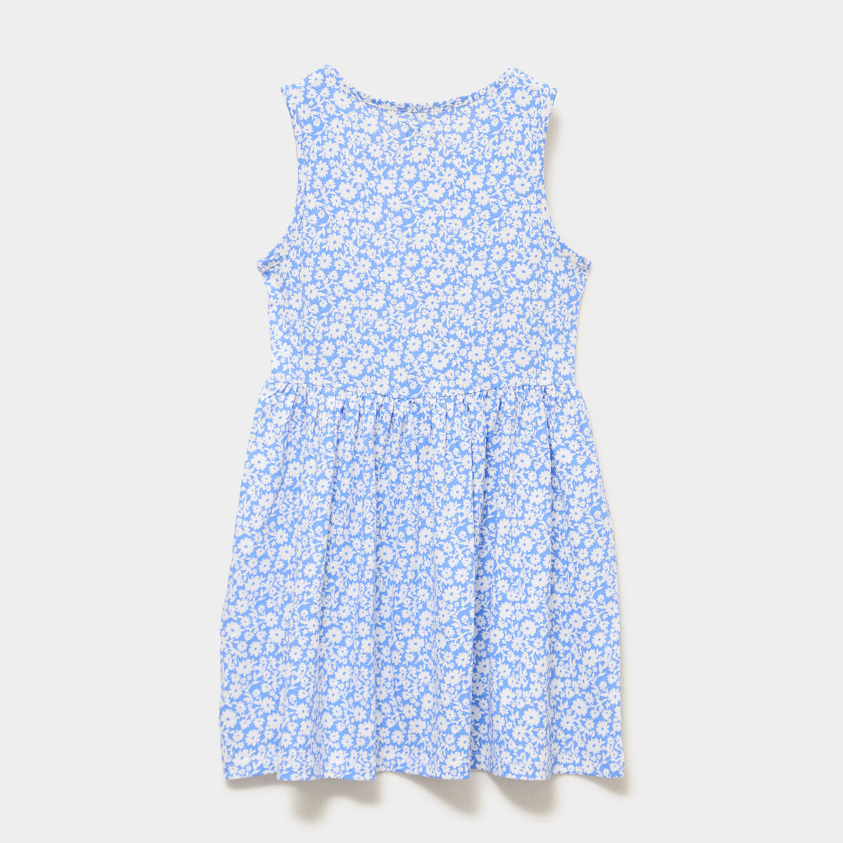 Robe patineuse sans manches coton bleu fille