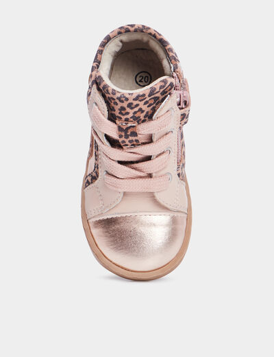 Bottillons en cuir zippés et lacets multicolore bébé fille
