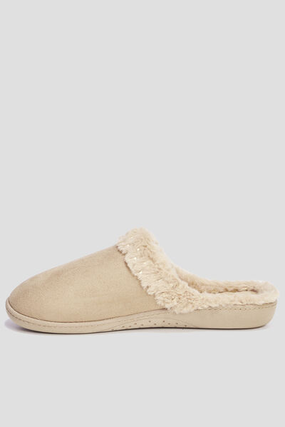 Chaussons mules Isotoner camel femme