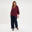 Blouse manches 3/4 et col tunisien bordeaux femme grande taille