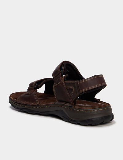 Sandales &agrave; scratchs marron homme