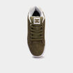 Tennis basses en cuir &agrave; lacets vert kaki homme
