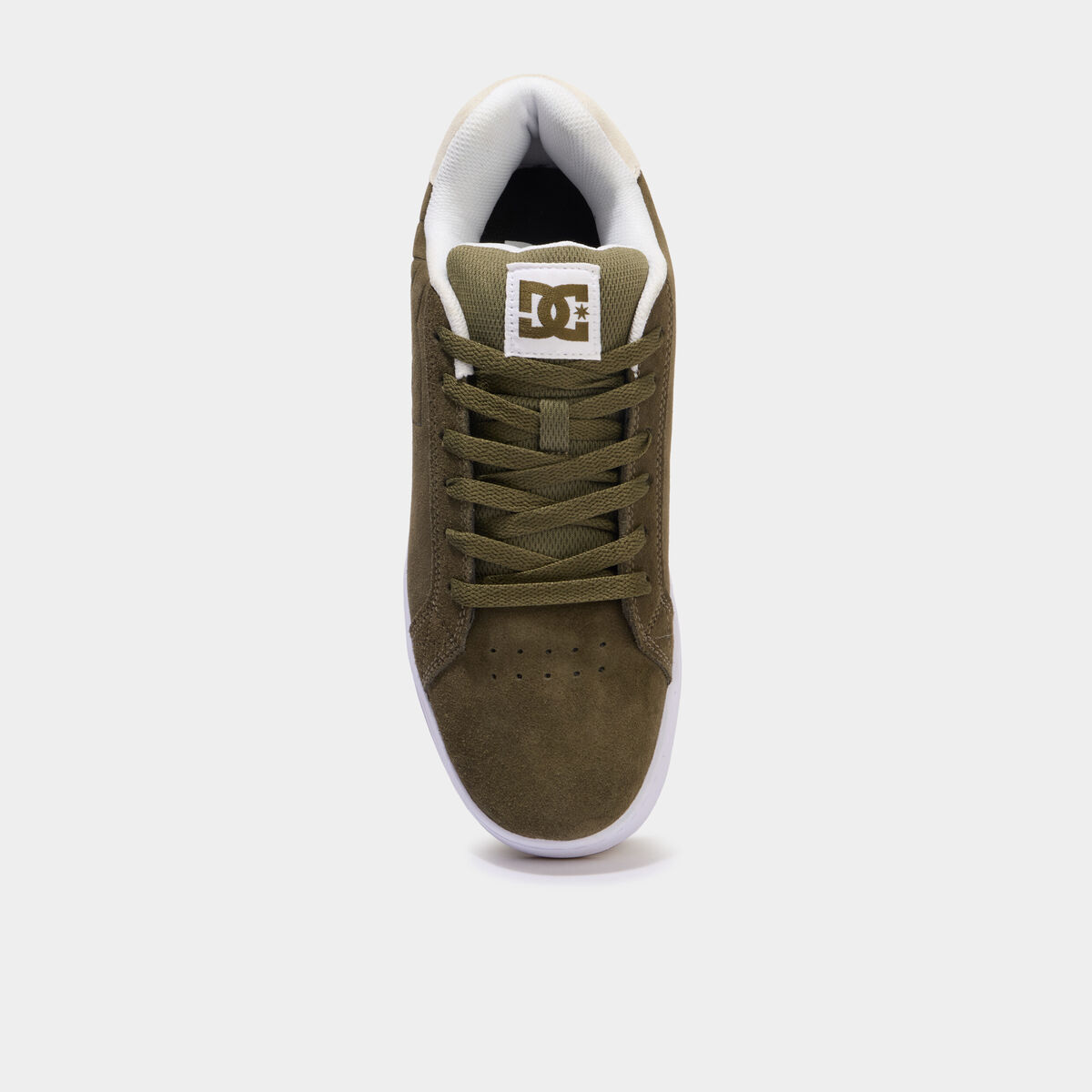 Tennis basses en cuir &agrave; lacets vert kaki homme