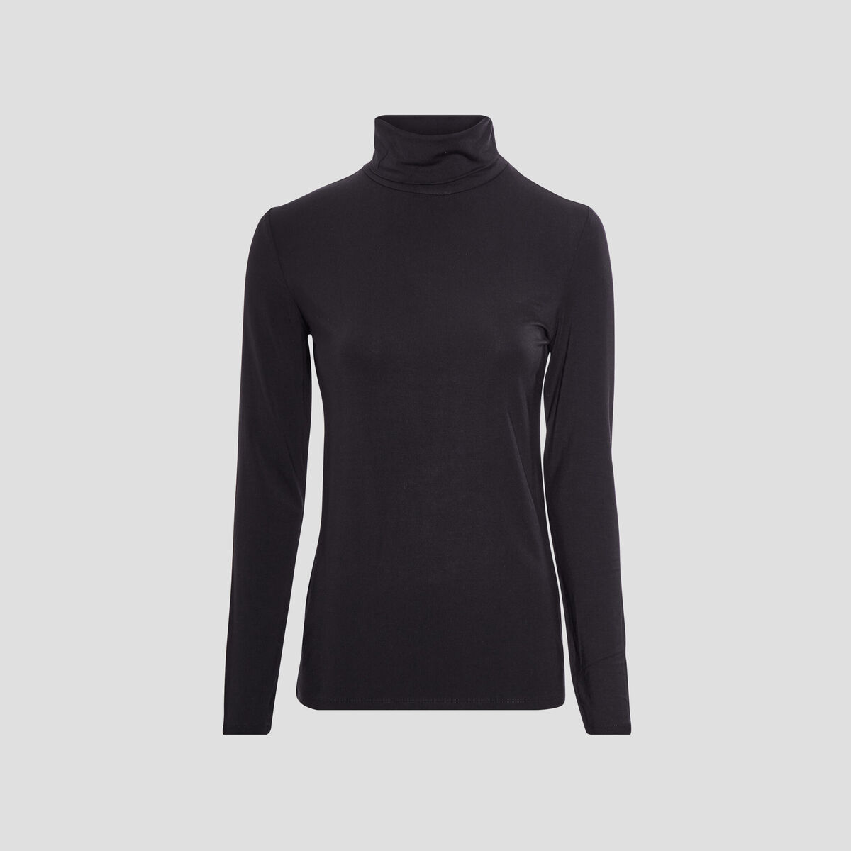 T-shirt manches longues col roulé noir femme