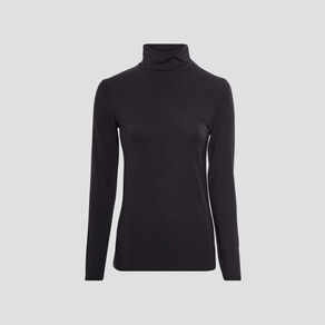 T-shirt manches longues col roulé noir femme