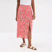 Jupe longue fendue fluide rouge femme