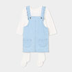 Ensemble 3 pi&egrave;ces robe chasuble en jean denim double stone b&eacute;b&eacute; fille