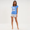 Ensemble pyjama short coton majoritaire bleu electrique femme
