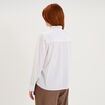 Blouse col montant &agrave; volants coton blanc femme