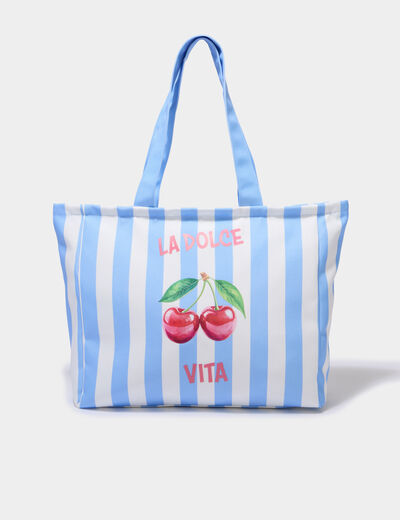 Sac cabas rectangulaire bleu femme