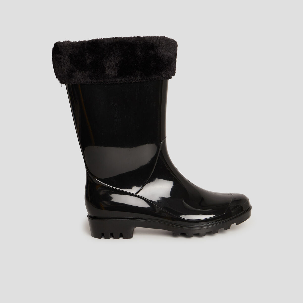 Bottes de pluie fourrées noir femme
