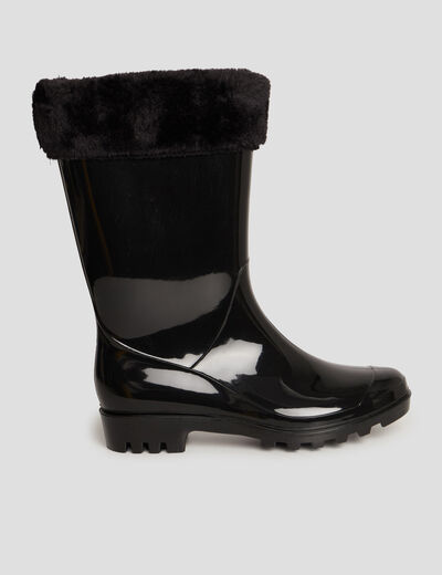 Bottes de pluie fourrées noir femme